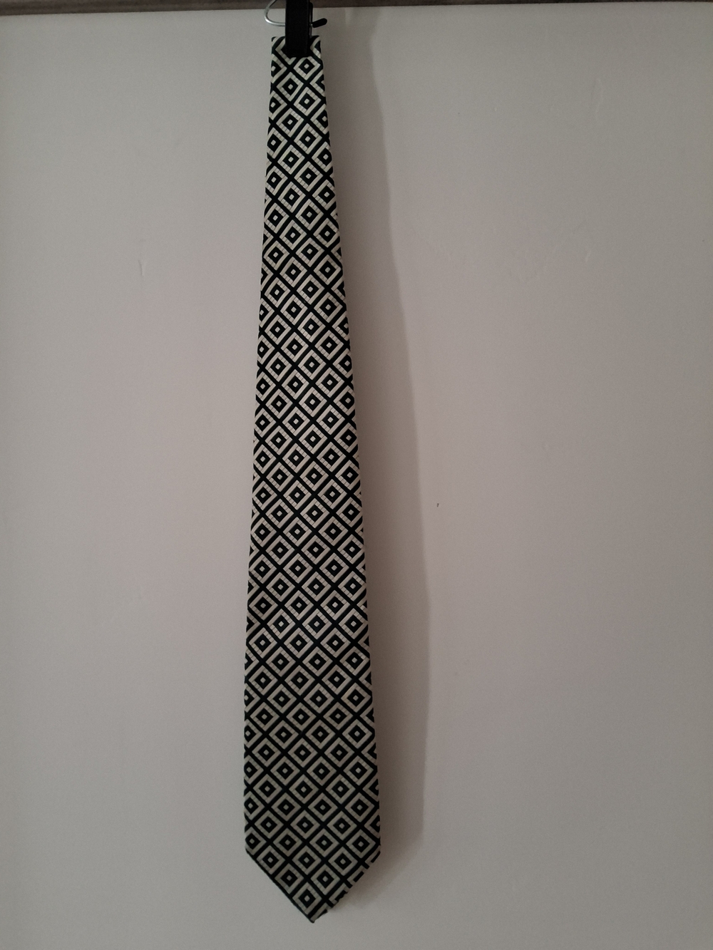 Grants Vintage Dark Green and White Geometric Men's Tie